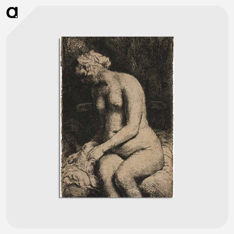 アートポストカード-Seated Nude Heavy-Set Woman - レンブラント ファン レイン Postcard.