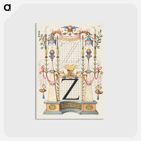 アートポストカード-Guide for Constructing the Letter Z from Mira Calligraphiae Monumenta
 - 書道のお手本 Postcard.
