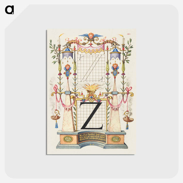 アートポストカード-Guide for Constructing the Letter Z from Mira Calligraphiae Monumenta
 - 書道のお手本 Postcard.