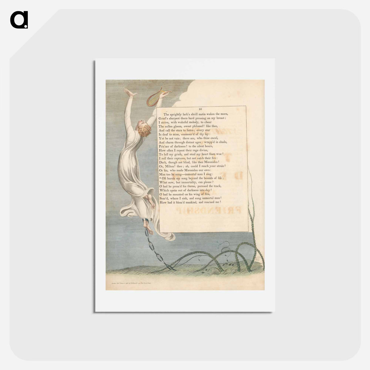 アートポストカード-Young's Night Thoughts, Page 16, Oft Bursts My Song beyond the Bounds of Life - ウィリアム ブレイク Postcard.