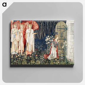 アートパネル-Quest for the Holy Grail Tapestries: The Attainment; The Vision of the Holy Grail to Sir Galahad, Sir Bors and Sir Percival - ウィリアム モリス Canvas.