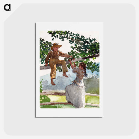 アートポストカード-On the Fence - ウィンスロー ホーマー Postcard.