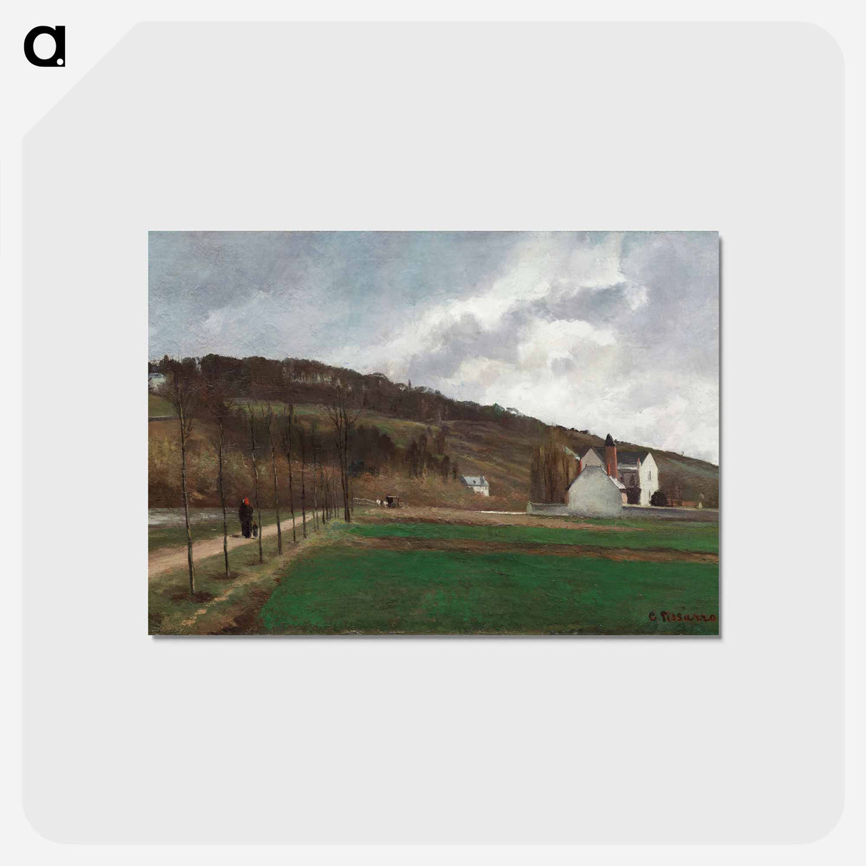 アートポストカード-The Banks of the Marne in Winter - カミーユ ピサロ Postcard.