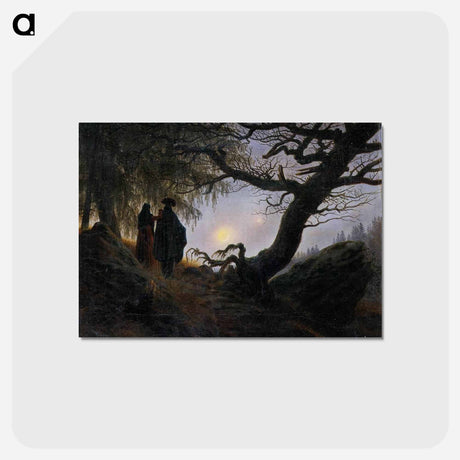 アートポストカード-Couple Gazing at the Moon - カスパー ダーヴィト フリードリヒ Postcard.