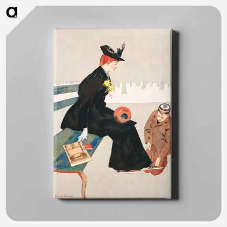 アートパネル-Woman sitting on a bench - エドワード ペンフィールド Canvas.