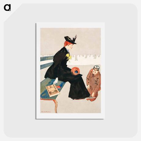 アートポストカード-Woman sitting on a bench - エドワード ペンフィールド Postcard.