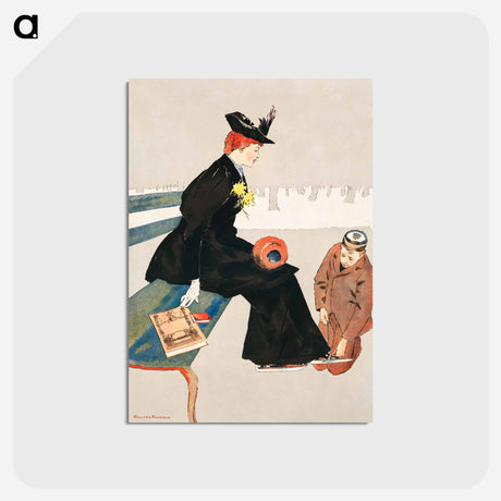 アートポストカード-Woman sitting on a bench - エドワード ペンフィールド Postcard.