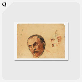 アートポストカード-Study Sheet (Head, Eyes, Ears) - エゴン シーレ Postcard.