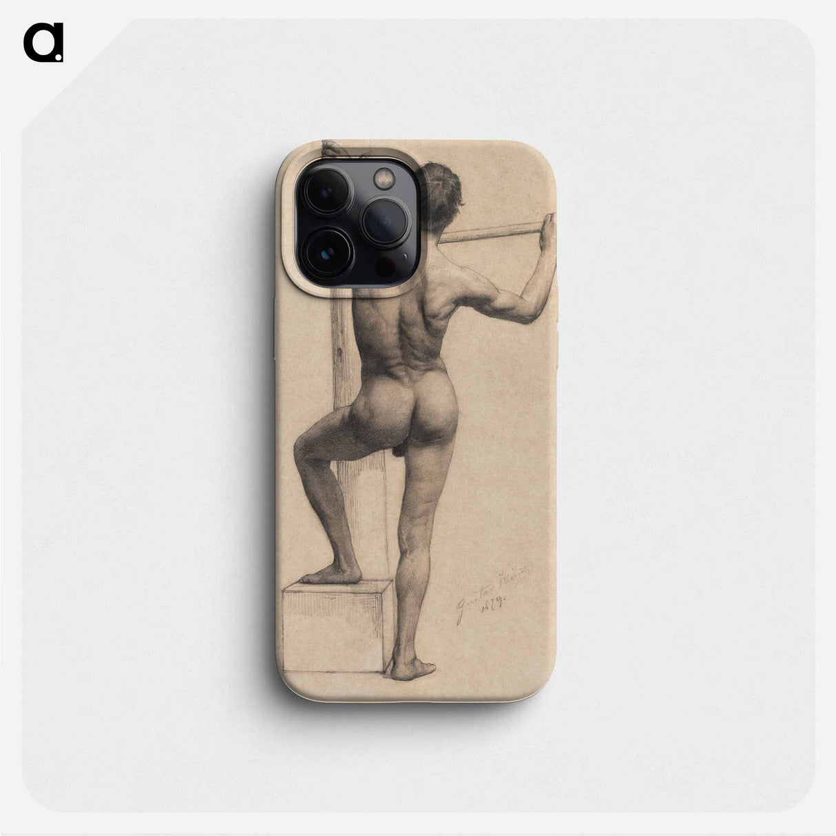 Male Nude with Left Foot on a Pedestal - グスタフ クリムト Phone Case.