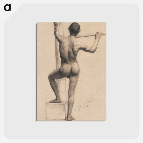 アートポストカード-Male Nude with Left Foot on a Pedestal - グスタフ クリムト Postcard.