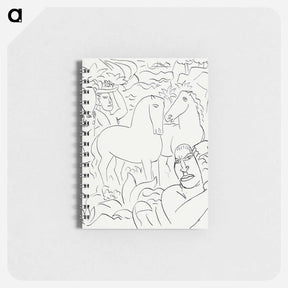 アートメモ帳-Landscape with a man, two women and horses - レオ ヘステル Memo.
