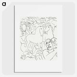Landscape with a man, two women and horses - レオ ヘステル Poster.
