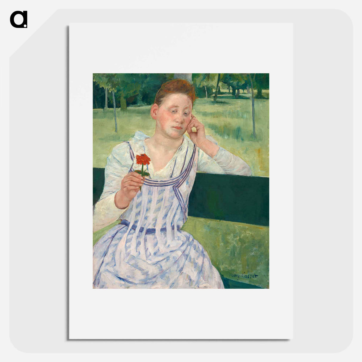 Woman with a Red Zinnia - Mary Cassatt Poster.