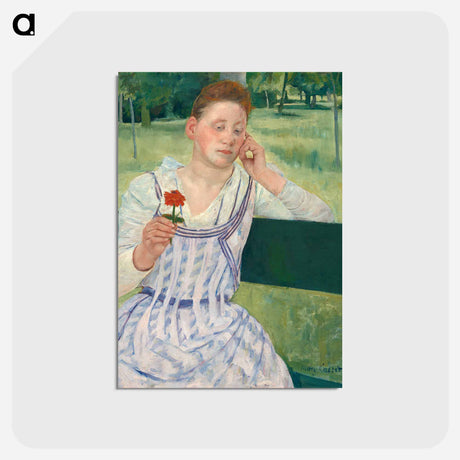 アートポストカード-Woman with a Red Zinnia - メアリー カサット Postcard.