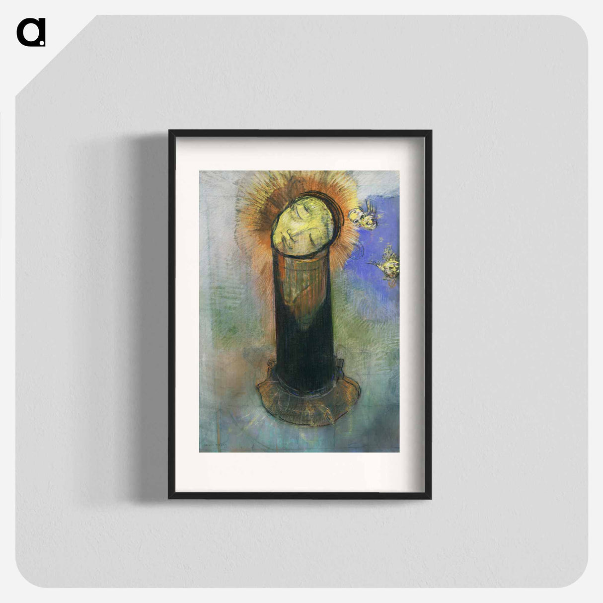 The Head of John the Baptist, on a Pillar - オディロン ルドン Poster.