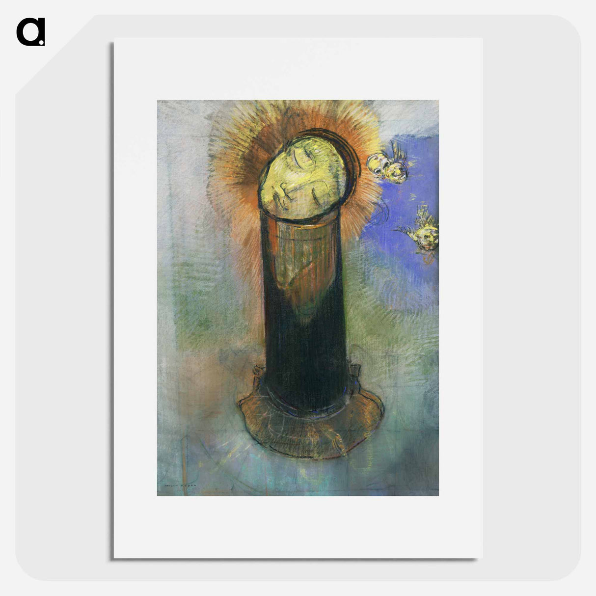 The Head of John the Baptist, on a Pillar - Odilon Redon Poster.