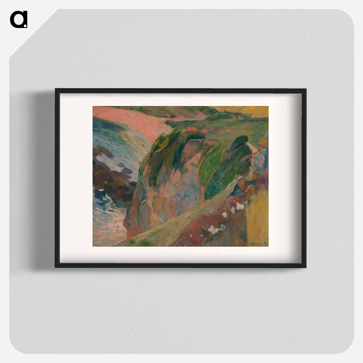 Rim of the cliff which drops off to the Plage Porguerrec - ポール ゴーギャン Poster.