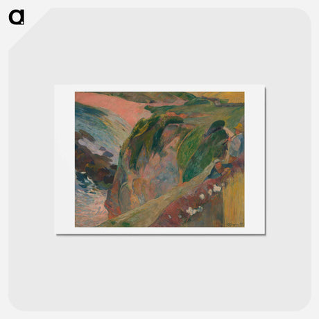 アートポストカード-Rim of the cliff which drops off to the Plage Porguerrec - ポール ゴーギャン Postcard.