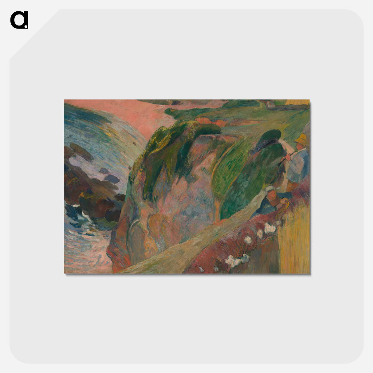 アートポストカード-Rim of the cliff which drops off to the Plage Porguerrec - ポール ゴーギャン Postcard.