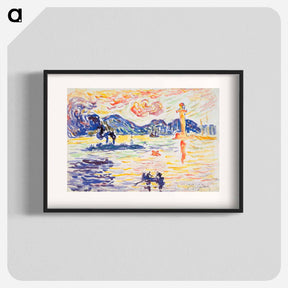 アートポスター-The port of Saint-Tropez with the destroyer Midi de la France - ポール シニャック Poster.