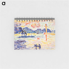 アートメモ帳-The port of Saint-Tropez with the destroyer Midi de la France - ポール シニャック Memo.