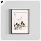 アートポスター-Small Japanese Greenfinch and Shepherd's Purse
 - 鳥類図鑑 Poster.