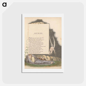 アートポストカード-Young's Night Thoughts, Page 1, "Swift on His Downy Pinion Flies from Woe" - ウィリアム ブレイク Postcard.