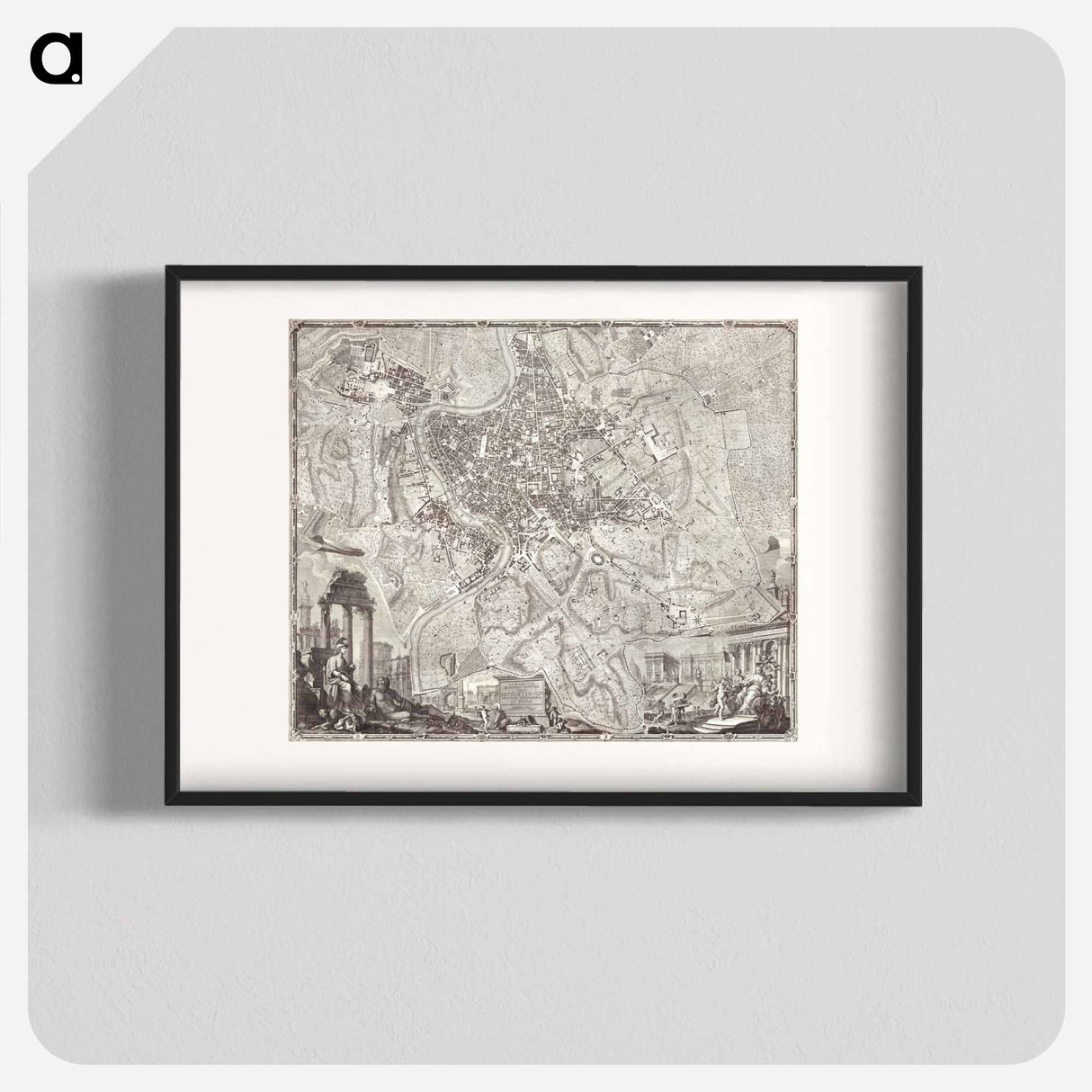 La pianta grande di Roma - アンティーク地図 Poster.