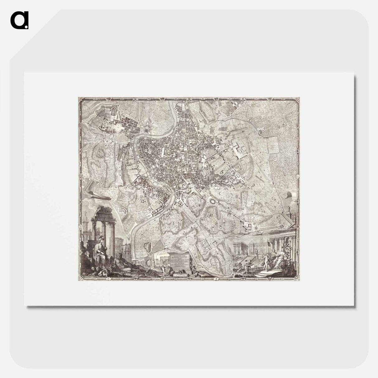 La pianta grande di Roma - アンティーク地図 Poster.