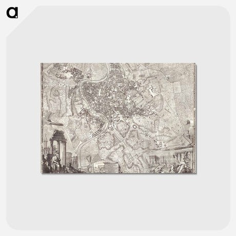 アートポストカード-La pianta grande di Roma - アンティーク地図 Postcard.