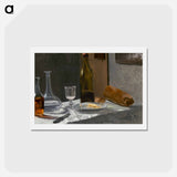 Claude Monet's Still Life with Bottle, Carafe, Bread, and Wine - クロード モネ Postcard.