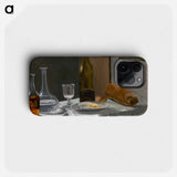 Claude Monet's Still Life with Bottle, Carafe, Bread, and Wine - クロード モネ Phone Case.