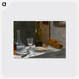 Claude Monet's Still Life with Bottle, Carafe, Bread, and Wine - クロード モネ Postcard.