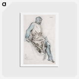 アートポストカード-Study for the Failure of Gawain from the Holy Grail Tapestries - エドワード バーン ジョーンズ Postcard.