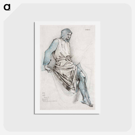 アートポストカード-Study for the Failure of Gawain from the Holy Grail Tapestries - エドワード バーン ジョーンズ Postcard.