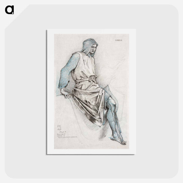 アートポストカード-Study for the Failure of Gawain from the Holy Grail Tapestries - エドワード バーン ジョーンズ Postcard.