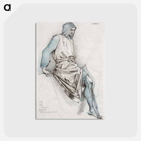 アートポストカード-Study for the Failure of Gawain from the Holy Grail Tapestries - エドワード バーン ジョーンズ Postcard.