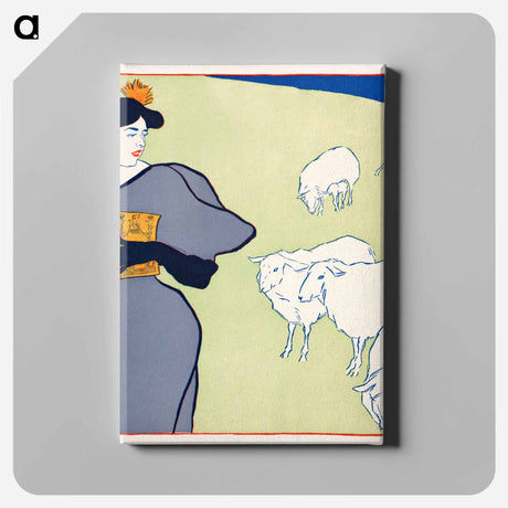 アートパネル-Woman and sheep - エドワード ペンフィールド Canvas.