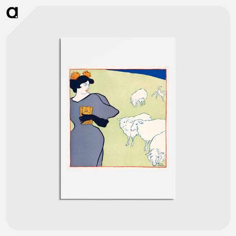 アートポストカード-Woman and sheep - エドワード ペンフィールド Postcard.
