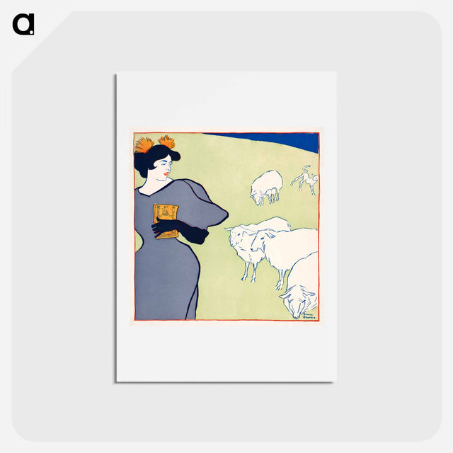 アートポストカード-Woman and sheep - エドワード ペンフィールド Postcard.