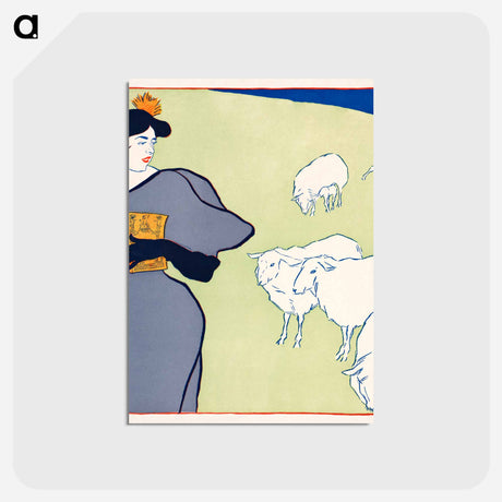 アートポストカード-Woman and sheep - エドワード ペンフィールド Postcard.