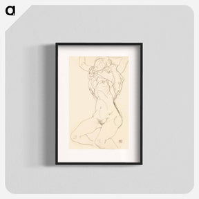 アートポスター-Woman undressing. Seminude with Arms Raised - エゴン シーレ Poster.