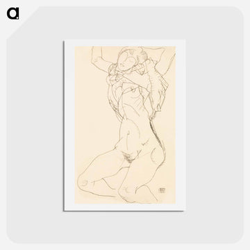 Woman undressing. Seminude with Arms Raised - エゴン シーレ Postcard.