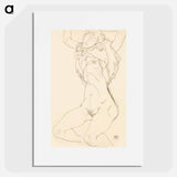 Woman undressing. Seminude with Arms Raised - Egon Schiele Poster.