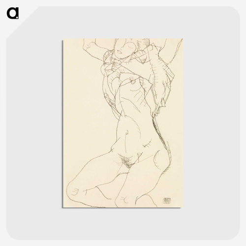 腕を上げてひざまずく裸婦 - エゴン シーレ Postcard.
