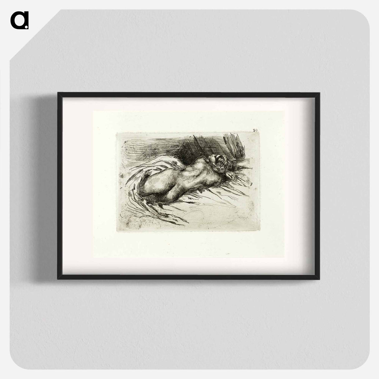 Reclining Nude, Back View - ウジェーヌ ドラクロワ Poster.