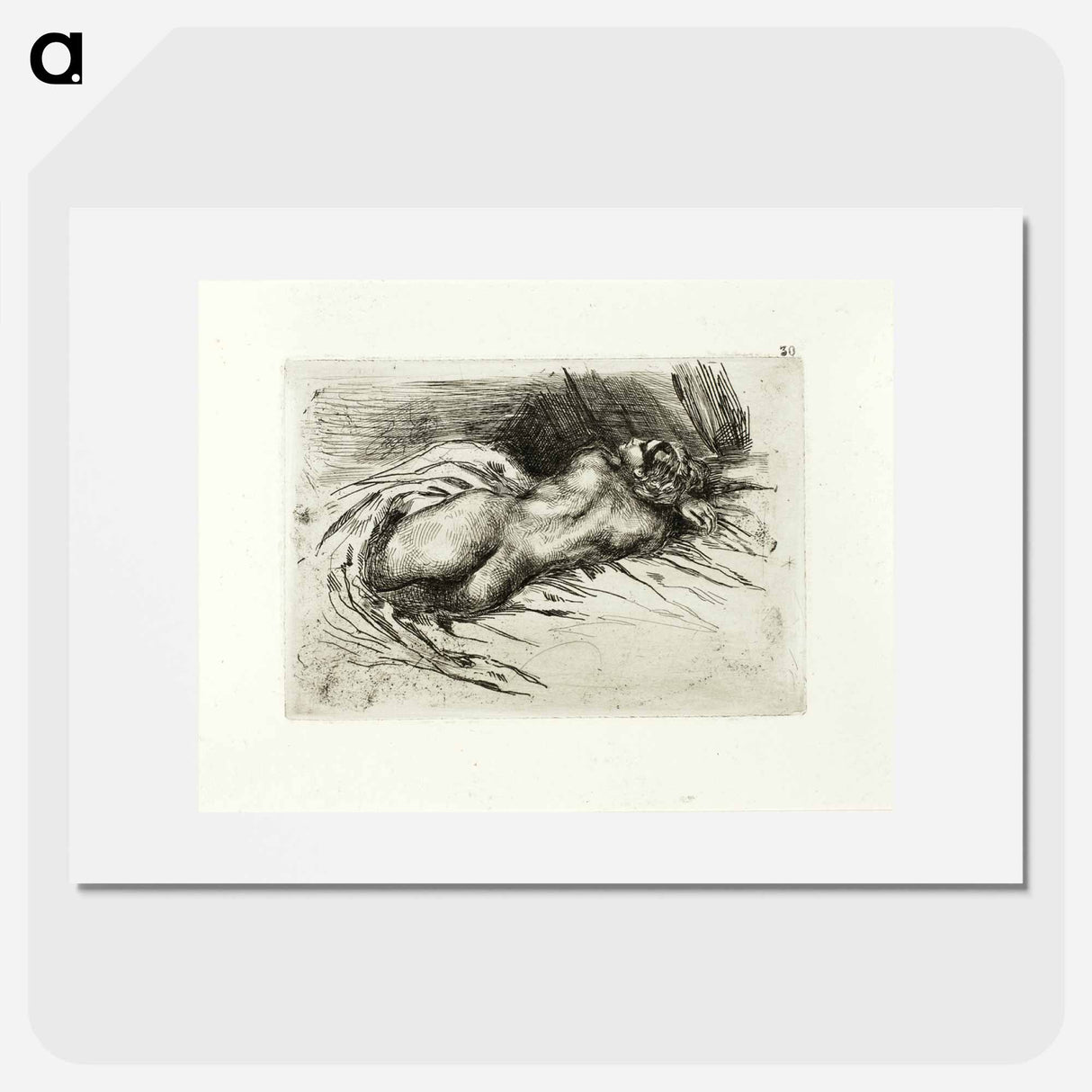 Reclining Nude, Back View - ウジェーヌ ドラクロワ Poster.
