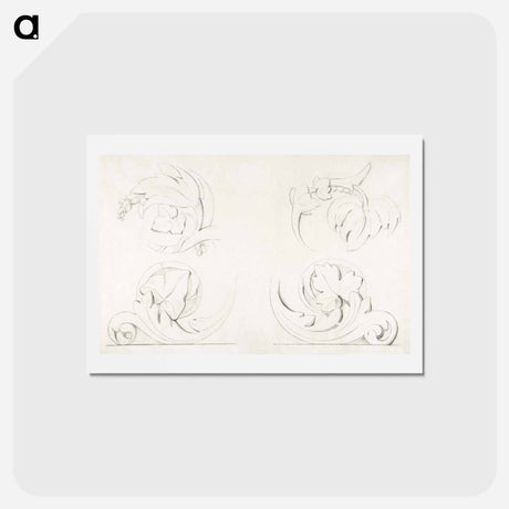 アートポストカード-Architectural Motifs: Four Rinceaux - ジョルジュ スーラ Postcard.