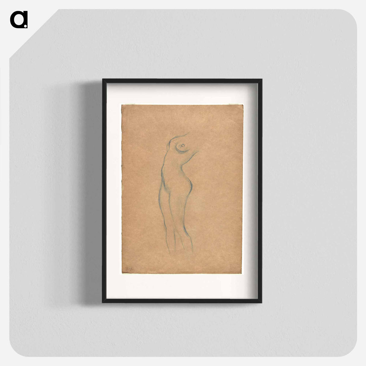 Study for a standing female nude to the left - グスタフ クリムト Poster.