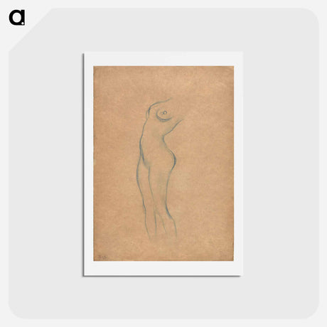 アートポストカード-Study for a standing female nude to the left - グスタフ クリムト Postcard.